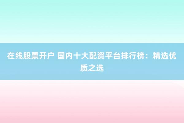 在线股票开户 国内十大配资平台排行榜：精选优质之选