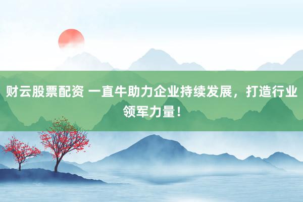 财云股票配资 一直牛助力企业持续发展，打造行业领军力量！