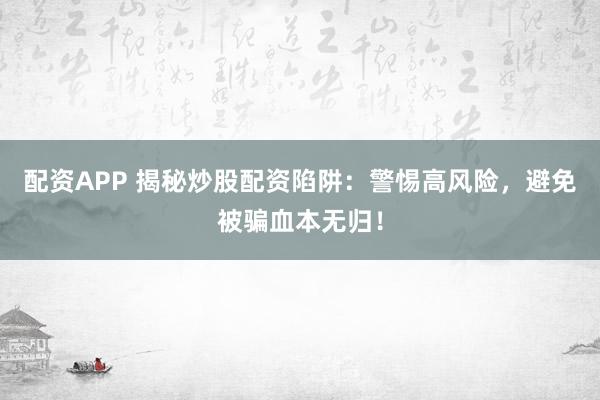 配资APP 揭秘炒股配资陷阱：警惕高风险，避免被骗血本无归！