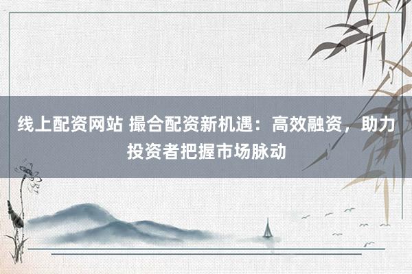 线上配资网站 撮合配资新机遇：高效融资，助力投资者把握市场脉动