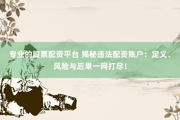 专业的股票配资平台 揭秘违法配资账户：定义、风险与后果一网打尽！
