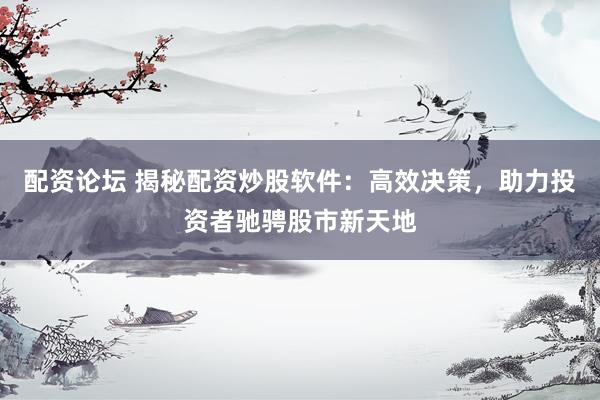 配资论坛 揭秘配资炒股软件：高效决策，助力投资者驰骋股市新天地