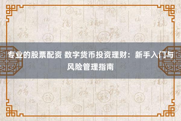 专业的股票配资 数字货币投资理财：新手入门与风险管理指南
